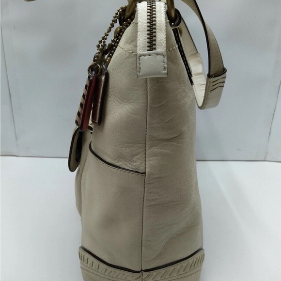 Coach Off-White Leather Tote with Whipstitched Buckle Pocket - Picture 5 of 9